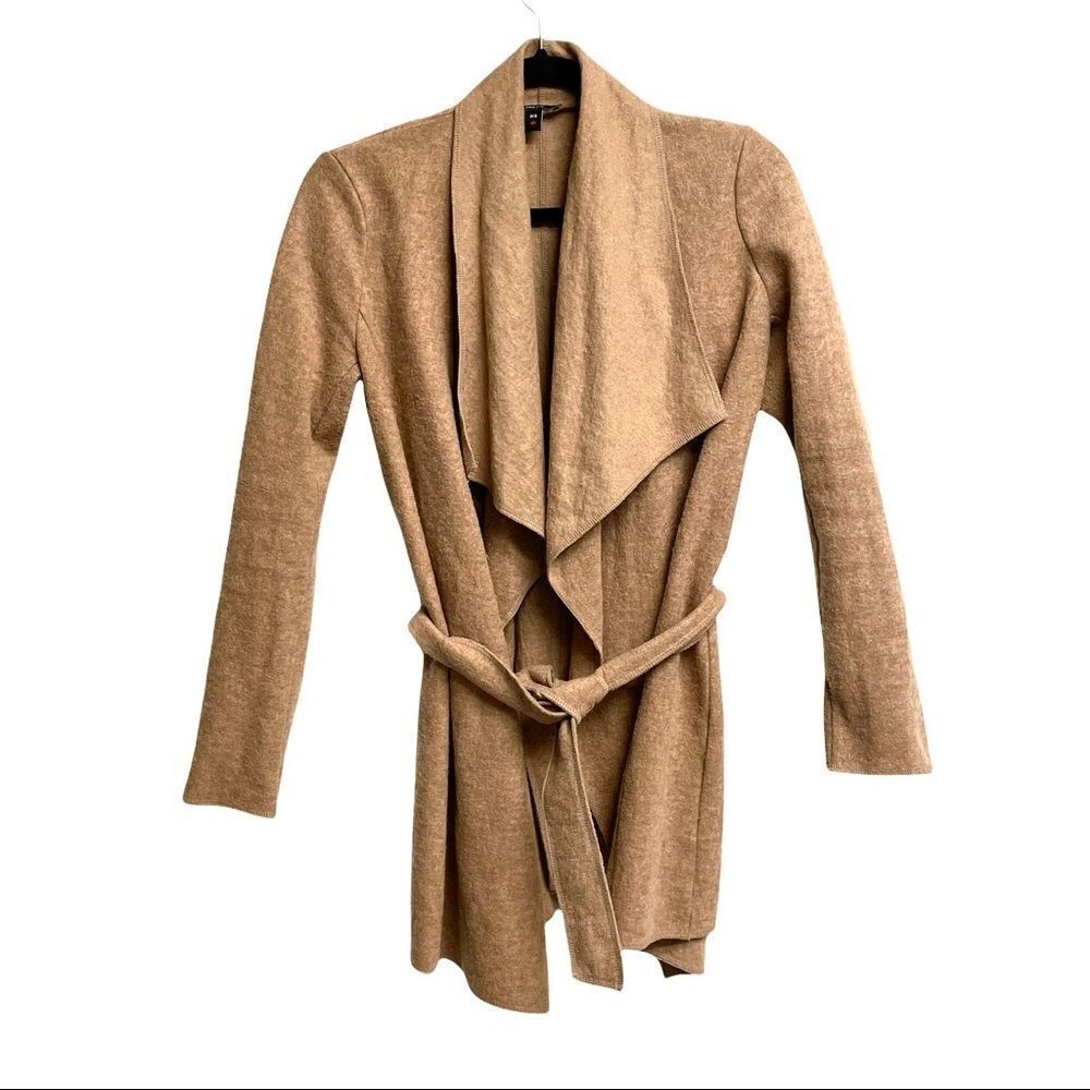 JACOB Wool Waterfall Wrap Cardigan Sweater Camel Small